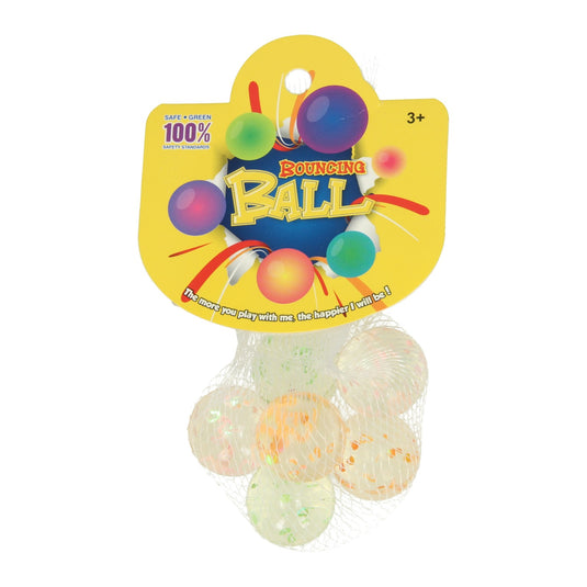 Stuiterballen transparant spikkel, 6st