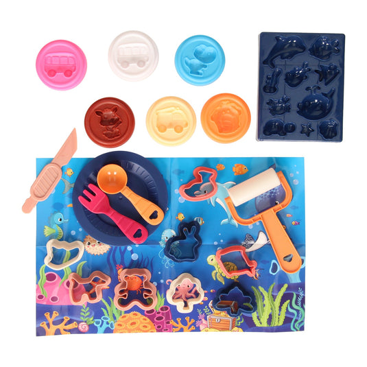 Lobbes speelgoed bv lobbes klei speelset onderwaterwereld - 6 kleuren klei en accessoires.