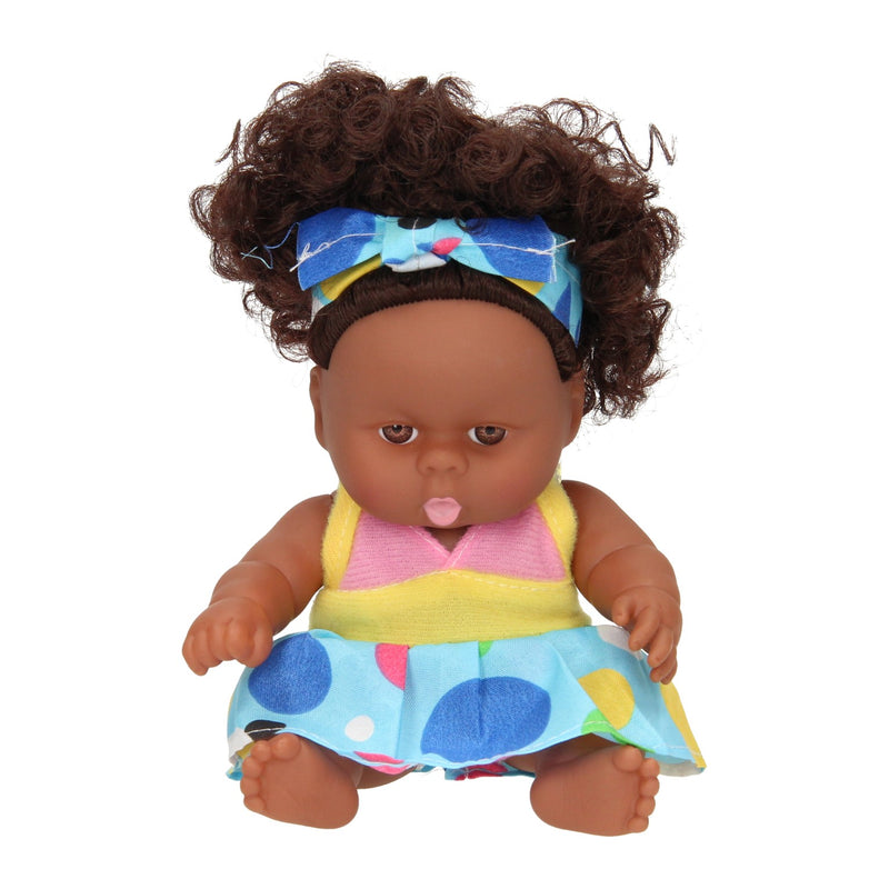 Afbeelding laden in galerijviewer, Babypop krullen met jurk, 22cm
