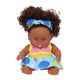 Babypop krullen met jurk, 22cm