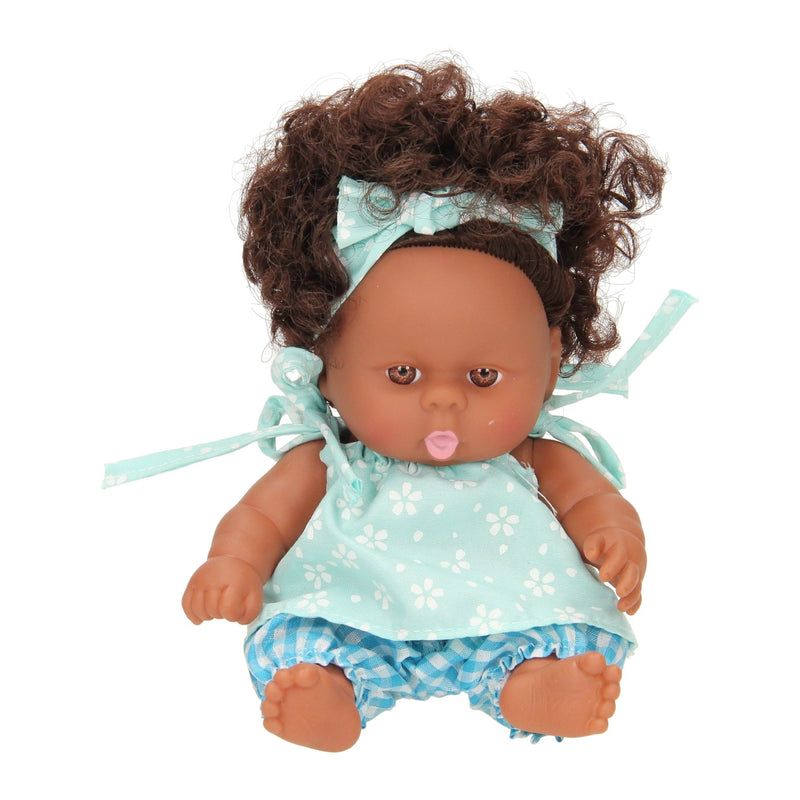 Afbeelding laden in galerijviewer, Babypop krullen met jurk, 22cm

