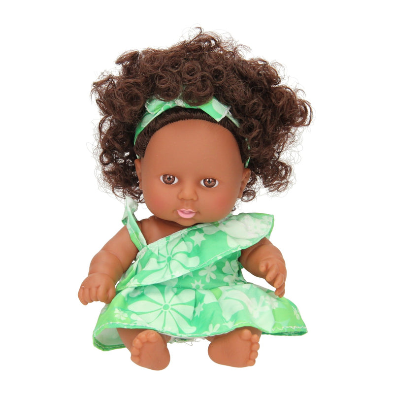 Afbeelding laden in galerijviewer, Babypop krullen met jurk, 22cm
