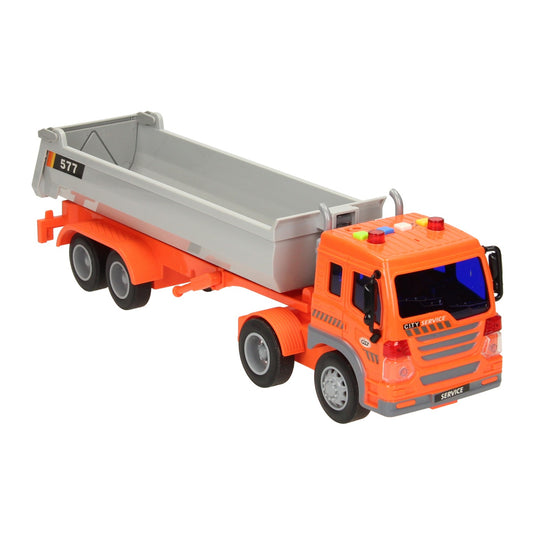Truck met afvalcontainer licht geluid