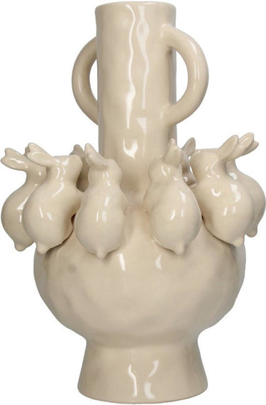 Hd collection vaas konijntjes aardewerk 22.5x22.5x35.3cm