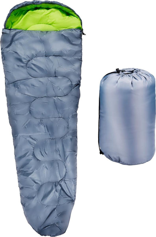 Camp active mummy slaapzak - zomerslaapzak voor 5°c tot 10°c - 210 x 80 cm - grijs geel