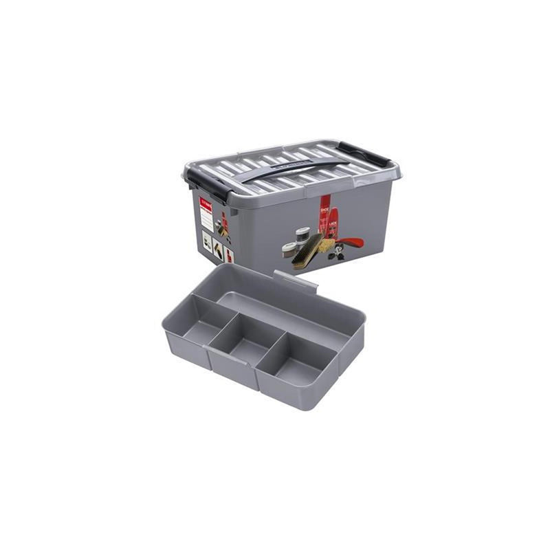 Afbeelding laden in galerijviewer, Sunware q-line schoenpoetsdoos met inzet 6l - 30x30x14.7 cm - metaal zwart
