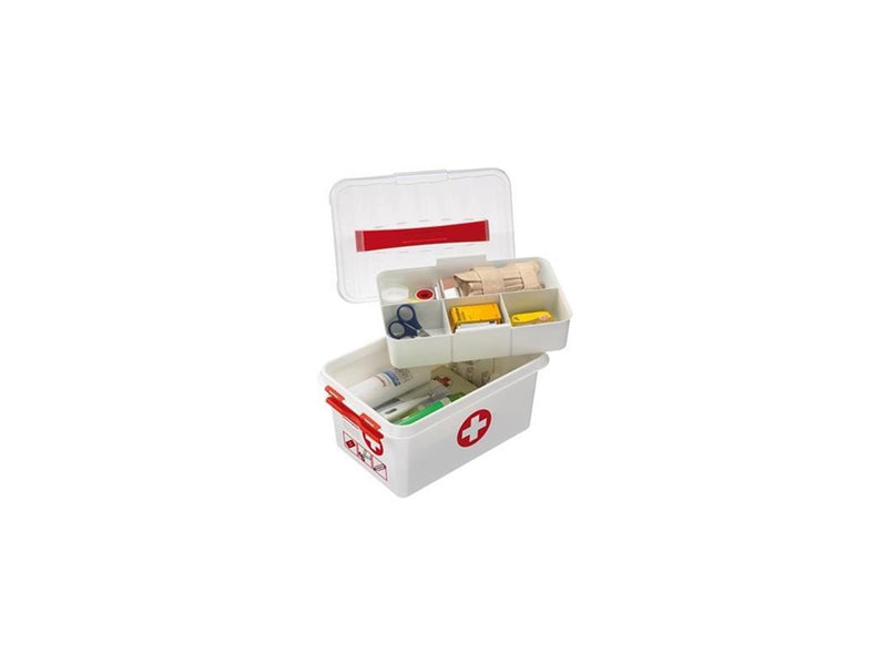Afbeelding laden in galerijviewer, Sunware q-line eerste hulp box 6 liter wit rood 30x20x14cm
