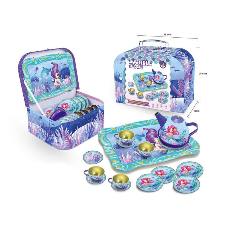 Afbeelding laden in galerijviewer, Lobbes speelgoed bv mermaid theeservies in picknickkoffer
