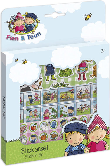 Bambolino fien teun stickers - 3 stickervellen met speelachtergrond - creatief speelgoed - boerderij - toys - vanaf 3 jaar