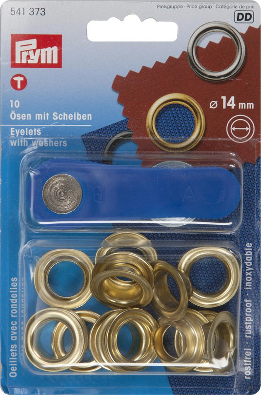 Prym zeilringen 14 mm - 10 stuks - messing - voor tenten en zeildoek