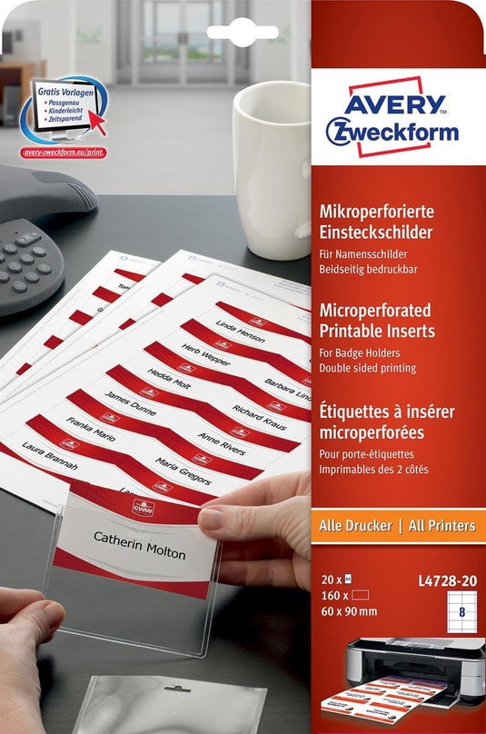 Avery naamkaartje zweckform l4728-20