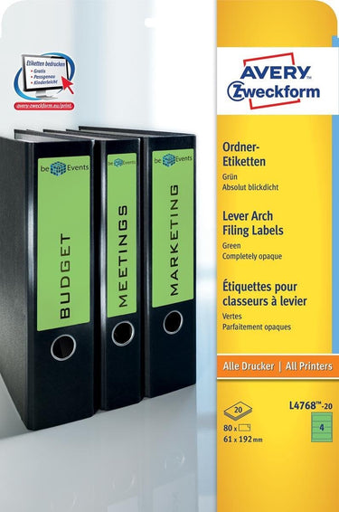 Avery ordneretiketten l4767-20 mat groen