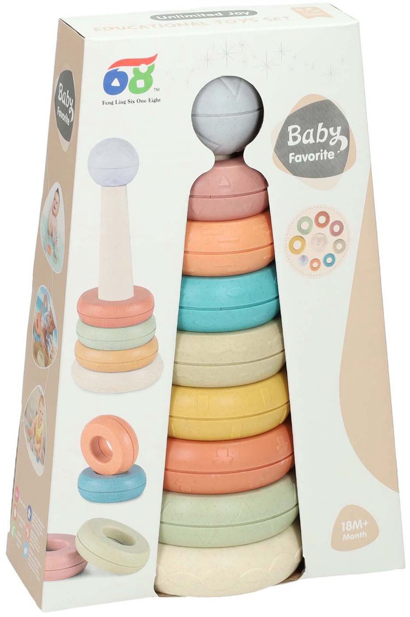 Afbeelding laden in galerijviewer, Lobbes speelgoed bv baby stapeltoren pastel
