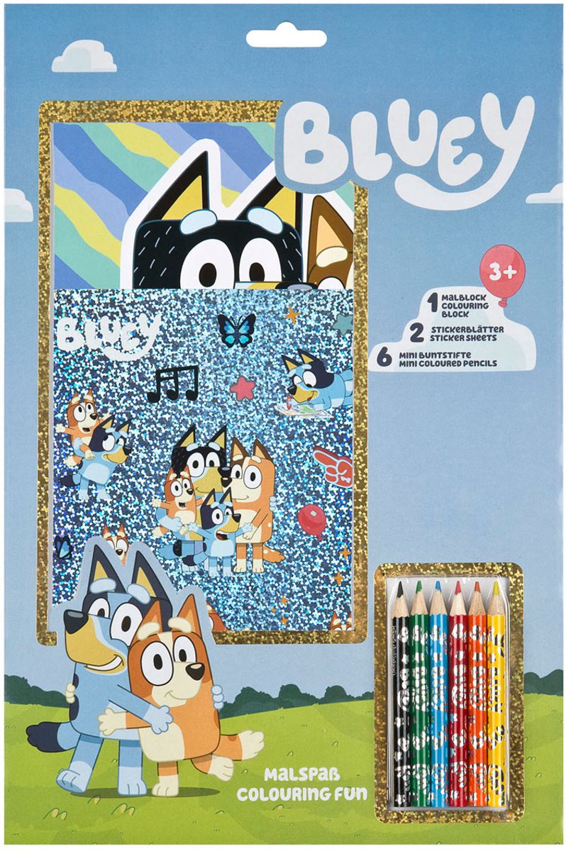 Afbeelding laden in galerijviewer, Undercover bluey kleurset kleurblok met potloden en stickers voor kinderen.

