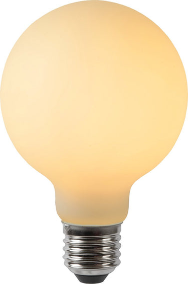Lucide g80 - filament lamp - ø 8 cm - led dimbaar - e27 - 1x4,9w 2700k - opaal