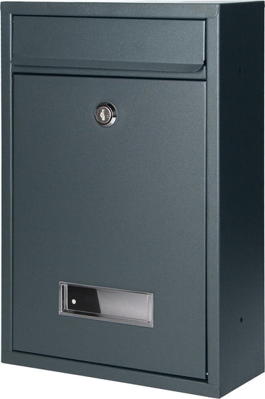 Virone kleine brievenbus bali met slot 32x22x9 (lxbxd in cm) – brievenbus rvs met naamplaatje – brievenbussen hangend – antraciet