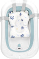Springos opvouwbaar baby bad - opvouwbaar - draagbaar - met stop - thermometer - kussen - tot 12 maanden - 35 l - blauw - wit - 82 x 52 x 22 cm