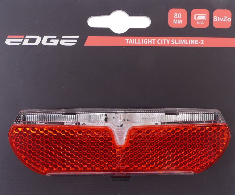 Afbeelding laden in galerijviewer, Edge Dragerachterlicht City Slimline-2 80mm StVZO keurmerk incl. batterijen
