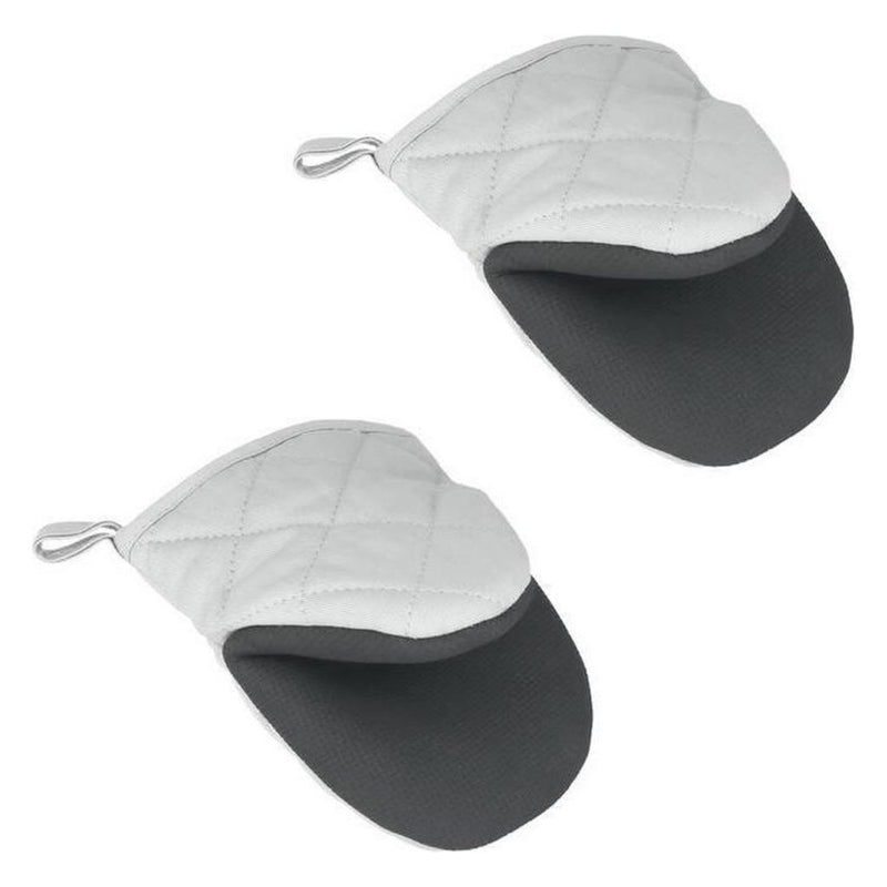 Afbeelding laden in galerijviewer, Metaltex katoenen ovenhandschoenen 14x14 cm grijs wit 2 stuks
