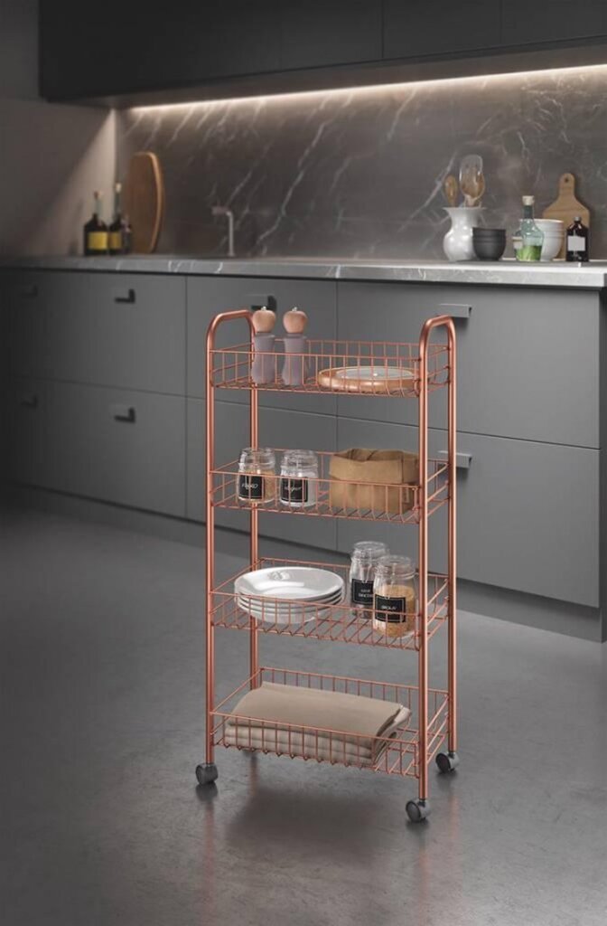 Afbeelding laden in galerijviewer, Metaltex Metaltex Trolleykastje Ascona 84x41cm Staal Koper
