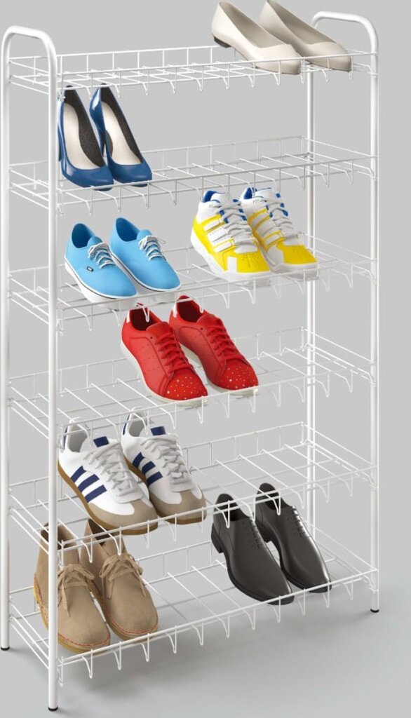 Afbeelding laden in galerijviewer, Tomado-metaltex tomado metaltex shoe 6 schoenenrek wit 64x23x104 cm 6 verdiepingen
