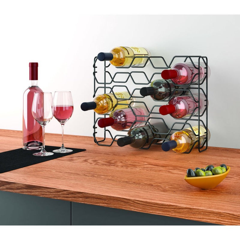 Afbeelding laden in galerijviewer, Metaltex wijnrek hexagon voor 15 flessen 43x12x34 zwart
