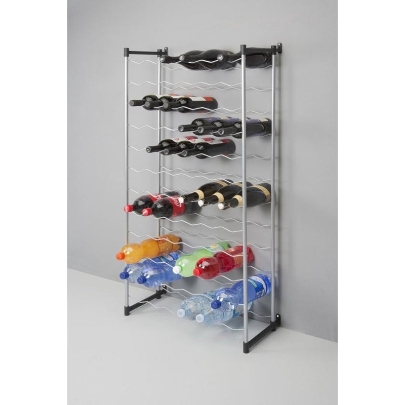Afbeelding laden in galerijviewer, Metaltex bardolino flessenrek voor 72 flessen 59x26x124 cm zilver zwart
