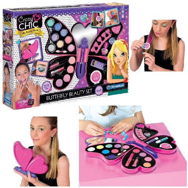 Afbeelding laden in galerijviewer, Clementoni crazy chic butterfly beautyset make-up koffer
