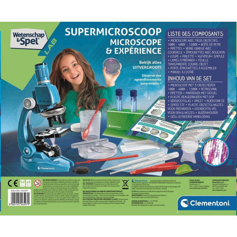 Afbeelding laden in galerijviewer, Clementoni wetenschap en spel supermicroscoop
