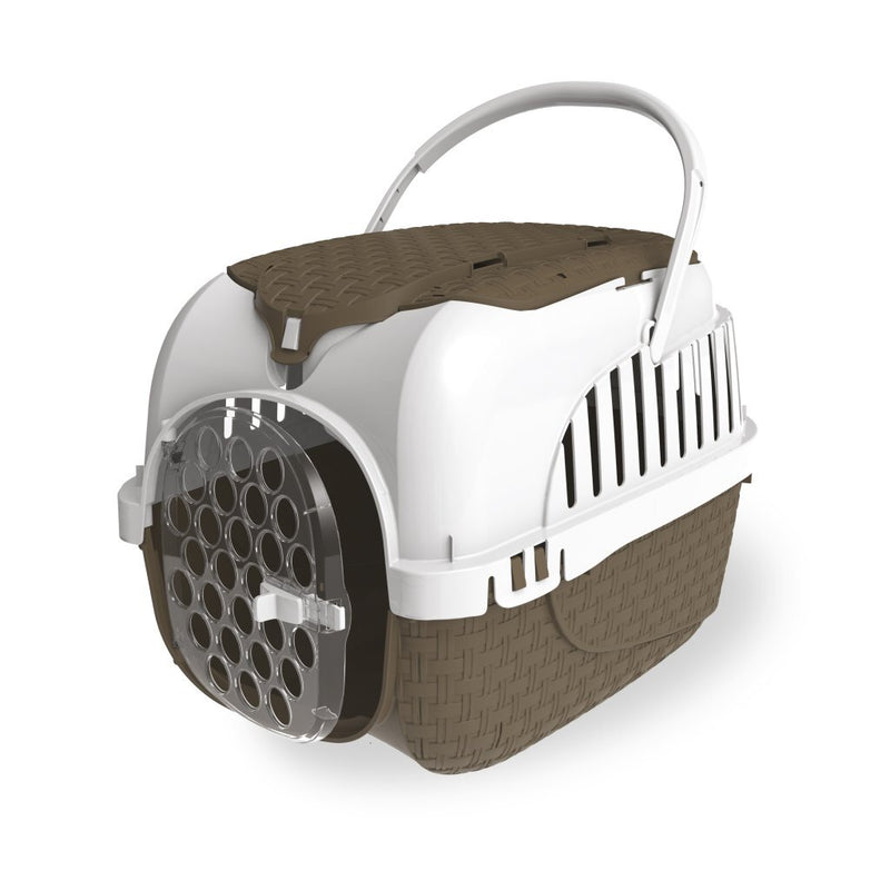 Afbeelding laden in galerijviewer, Bama pet transportbox 52x33x34 cm taupe wit
