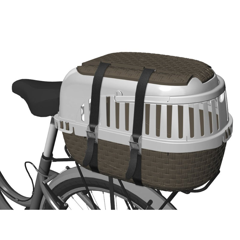 Afbeelding laden in galerijviewer, Bama pet transportbox 52x33x34 cm taupe wit
