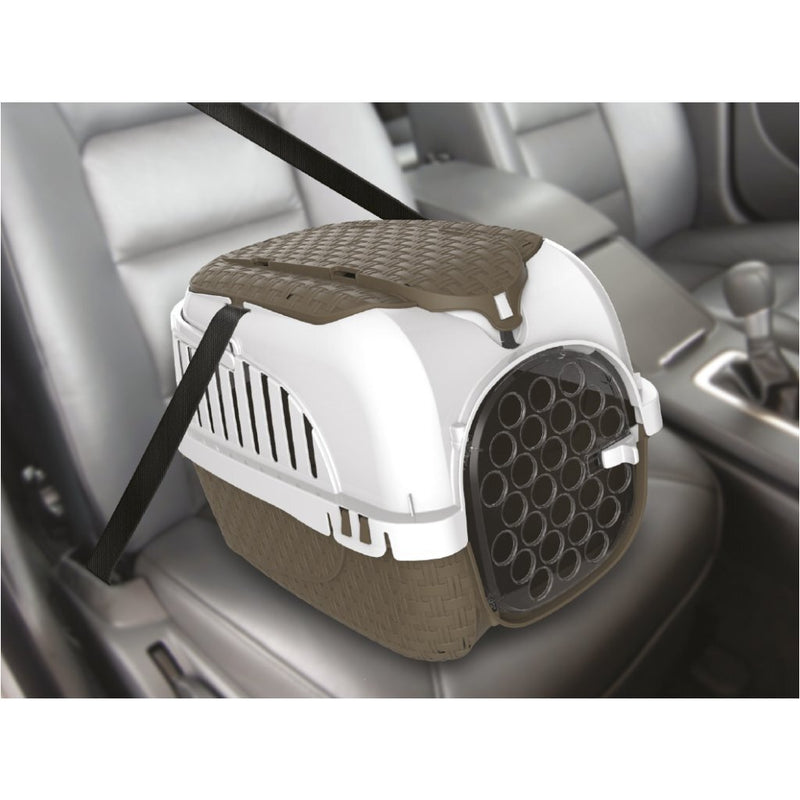 Afbeelding laden in galerijviewer, Bama pet transportbox 52x33x34 cm taupe wit
