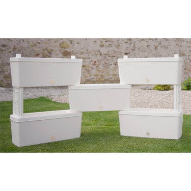 Bama brick koppelbare plantenbakken 75l 59x23x27 cm 5 stuks wit