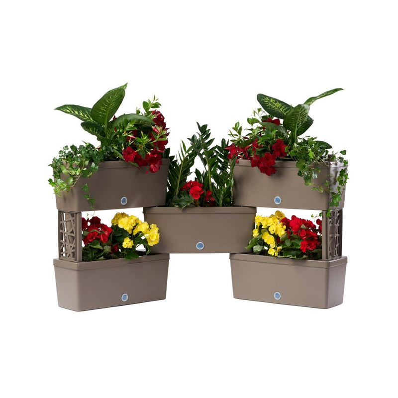 Afbeelding laden in galerijviewer, Bama brick koppelbare plantenbakken 75l 59x23x27 cm 5 stuks taupe
