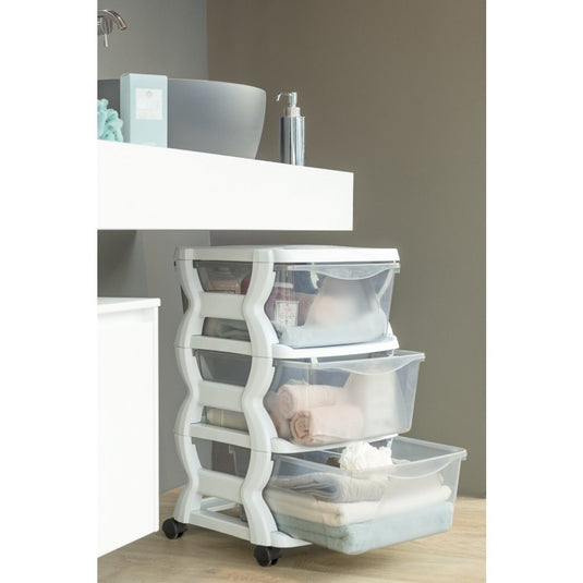 Bama insieme ladesysteem met wieltjes 3 laden 36x40x62 cm wit transparant