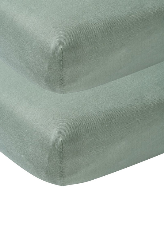 Meyco baby uni hoeslaken ledikant - 2-pack - stone green - 60x120cm
