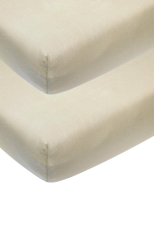 Meyco baby uni hoeslaken juniorbed - 2-pack - sand - 70x140 150cm