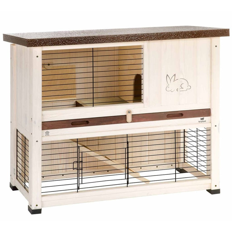 Afbeelding laden in galerijviewer, Ferplast Konijnenhok Ranch 100 Basic 92x47x81 cm wit 57090000
