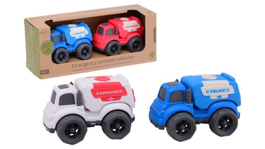 Johntoy john toy jouã©co set a 2 hulpdienstvoertuigen bio-plastic 25x8x10cm