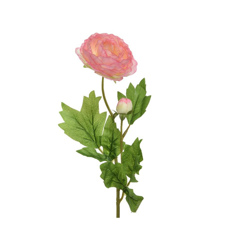 Afbeelding laden in galerijviewer, Decoris kunstbloem ranonkel blooem met knopje polyester 8x10x57cm zacht roze
