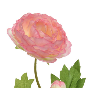 Decoris kunstbloem ranonkel blooem met knopje polyester 8x10x57cm zacht roze