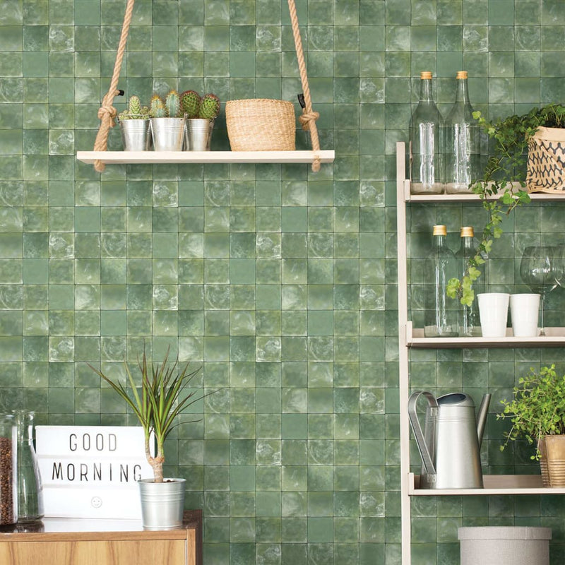 Afbeelding laden in galerijviewer, Noordwand Evergreen Behang Tiles groen

