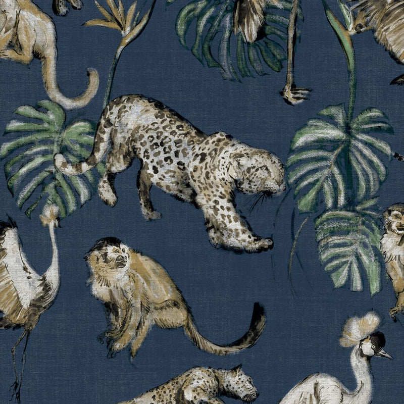 Afbeelding laden in galerijviewer, Noordwand behang zero exotic animals blauw
