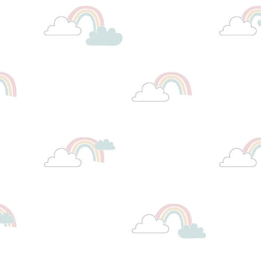 Noordwand behang mondo baby clouds wit blauw roze