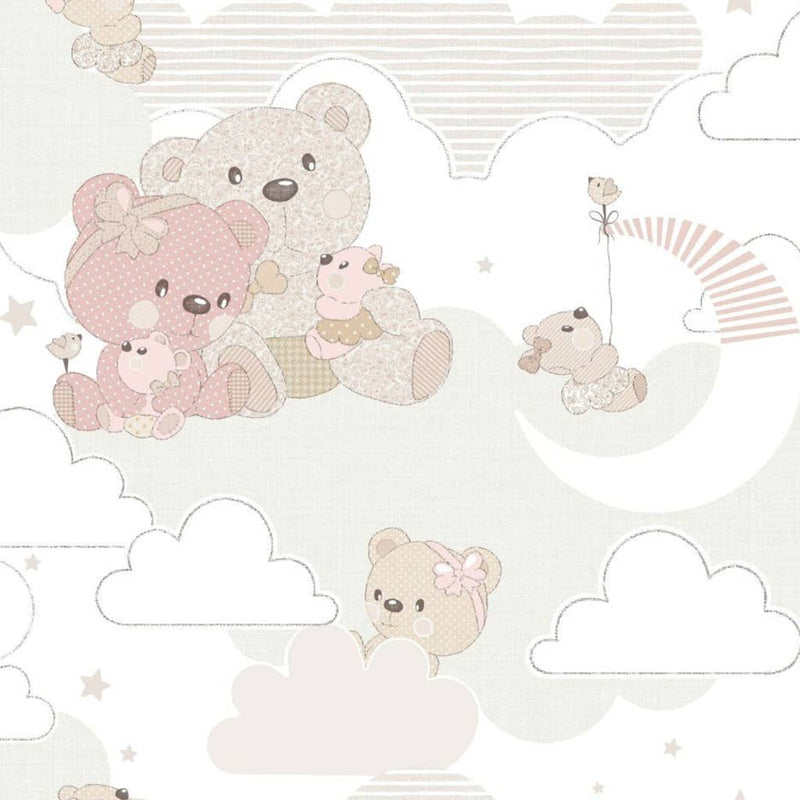 Afbeelding laden in galerijviewer, Noordwand behang mondo baby hug bears roze en beige
