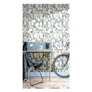 Noordwand behang friends coffee words and letters blauw en metallic