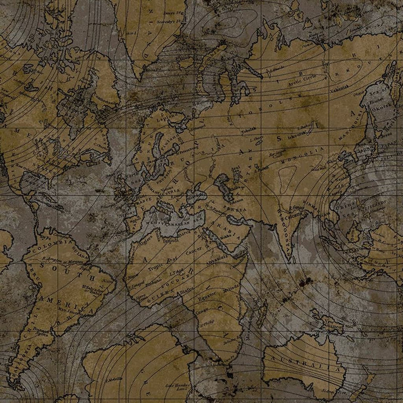 Afbeelding laden in galerijviewer, Noordwand Noordwand Behang Friends Coffee The World Map metallic en grijs
