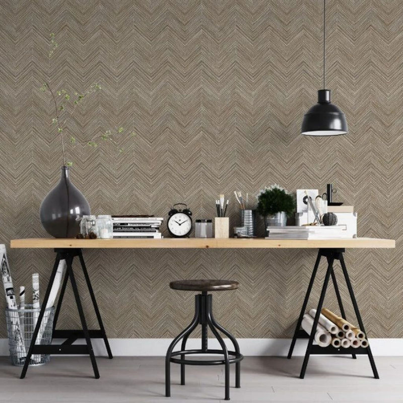 Afbeelding laden in galerijviewer, Noordwand behang topchic herringbone bruin

