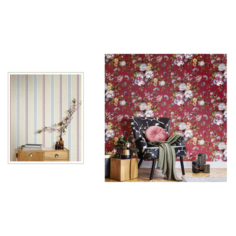 Afbeelding laden in galerijviewer, Noordwand Noordwand Behang Blooming Garden 6 Flowers rood en blauw

