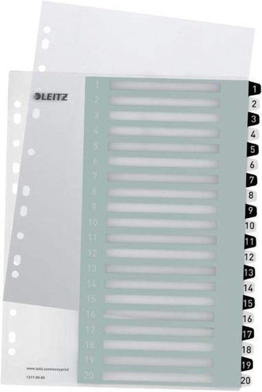 Leitz wow tabblad 1-20 tabs herbruikbaar a4 formaat zwart wit